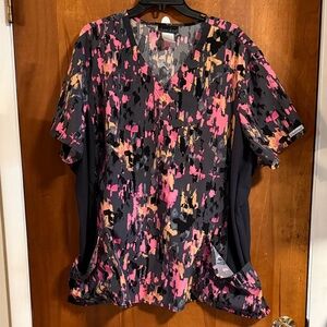 Pink/Orange Pattern Scrub Top